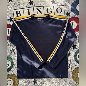 Navy blue Aeropostale long sleeve shirt with yellow stripes